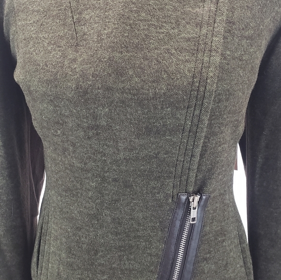 Lined Tweed like Moto Jacket Cotton / Wool Olive Green Coldwater Creek Size 16 - Picture 3 of 8